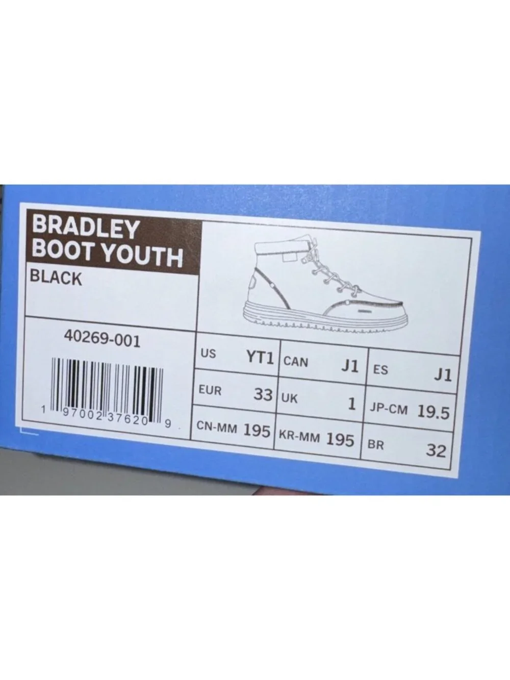 Hey Dude Bradley Boot Boys Youth Casual Leather Boots Size 1 Gray Black Blue